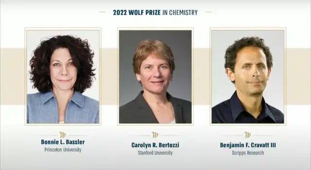 2022年沃尔夫化学奖得主名单发布：Bassler，Bertozzi，CravattIII教授