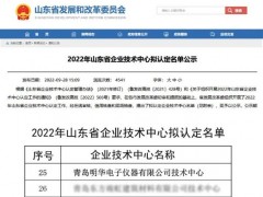 青岛明华电子仪器拟认证为“2022年山东省企业技术中心”