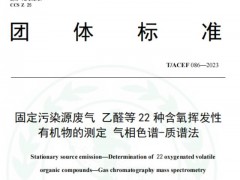 团标T/ACEF 086-2023固定污染源废气 乙醛等22种含氧挥发性有机物的测定 气相色谱-质谱法