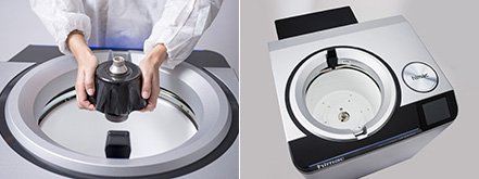 Low table height with smooth sliding door for easy loading / unloading the rotor