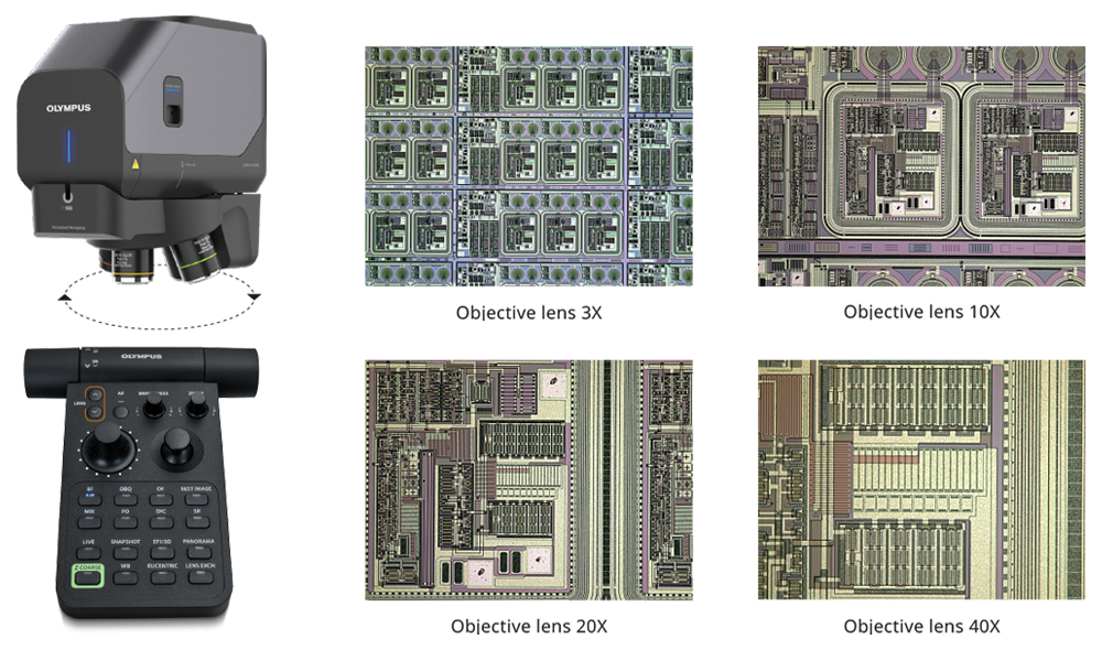 使用DSX2000数码显微镜自动改变放大倍率。